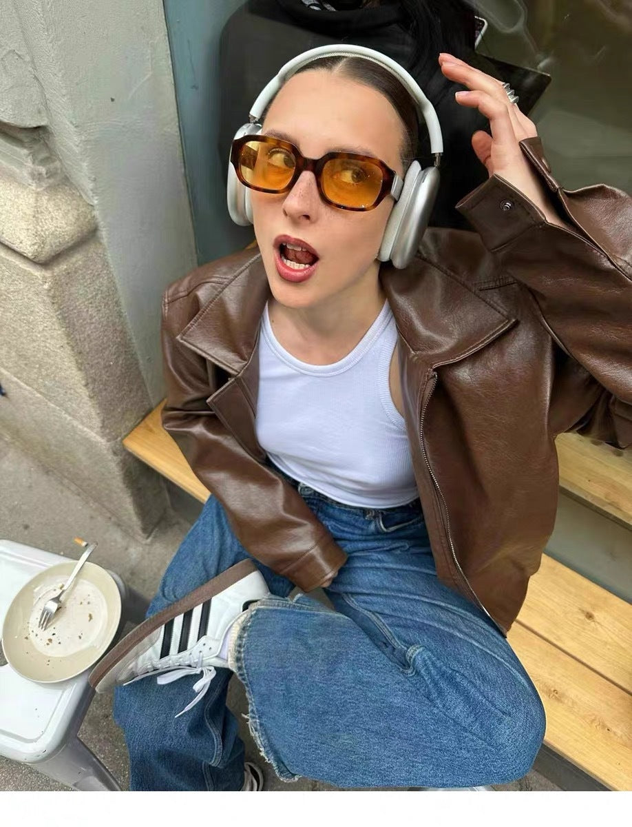 Vintage Brown Leather Motorcycle Jacket - BEUPFORLIFE.com