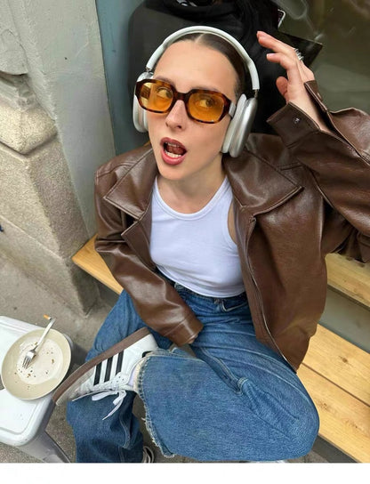 Vintage Brown Leather Motorcycle Jacket - BEUPFORLIFE.com