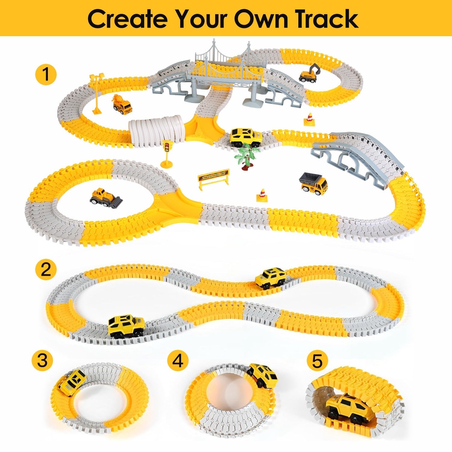1Pc  340Pcs Construction Race Track Set, for Ages 3 - 6 Years Old BEUPFORLIFE.com