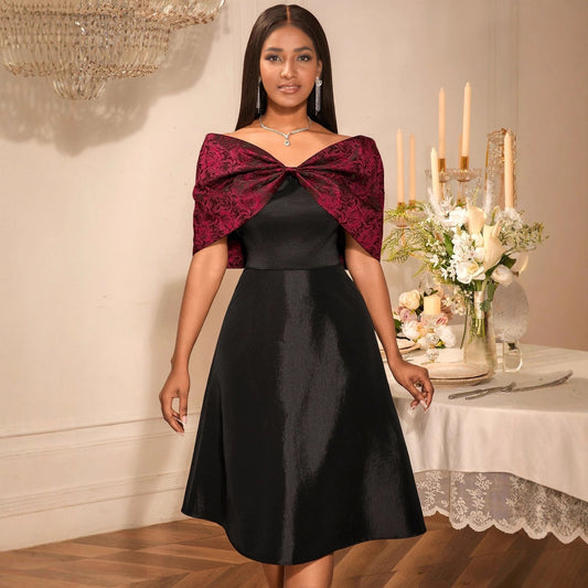 Women's Bowknot Off-shoulder Banquet Dress Be Up For Life