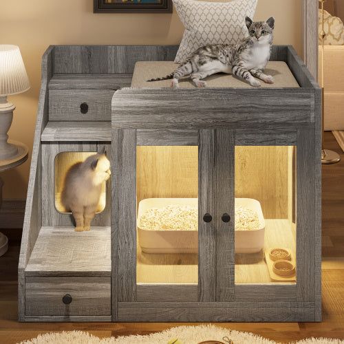 Cat Litter Box Enclosure With Light BEUPFORLIFE.com
