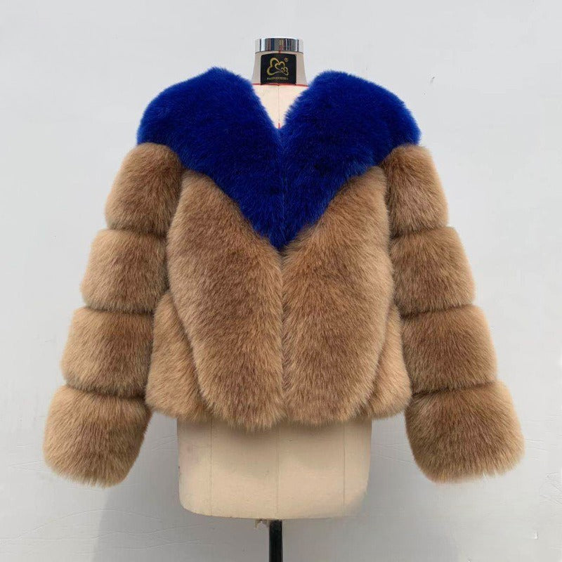 Color Matching Korean Casual Fur Overcoat Be Up For Life
