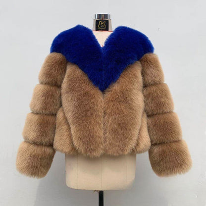 Color Matching Korean Casual Fur Overcoat Be Up For Life