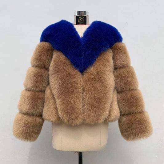 Color Matching Korean Casual Fur Overcoat Be Up For Life