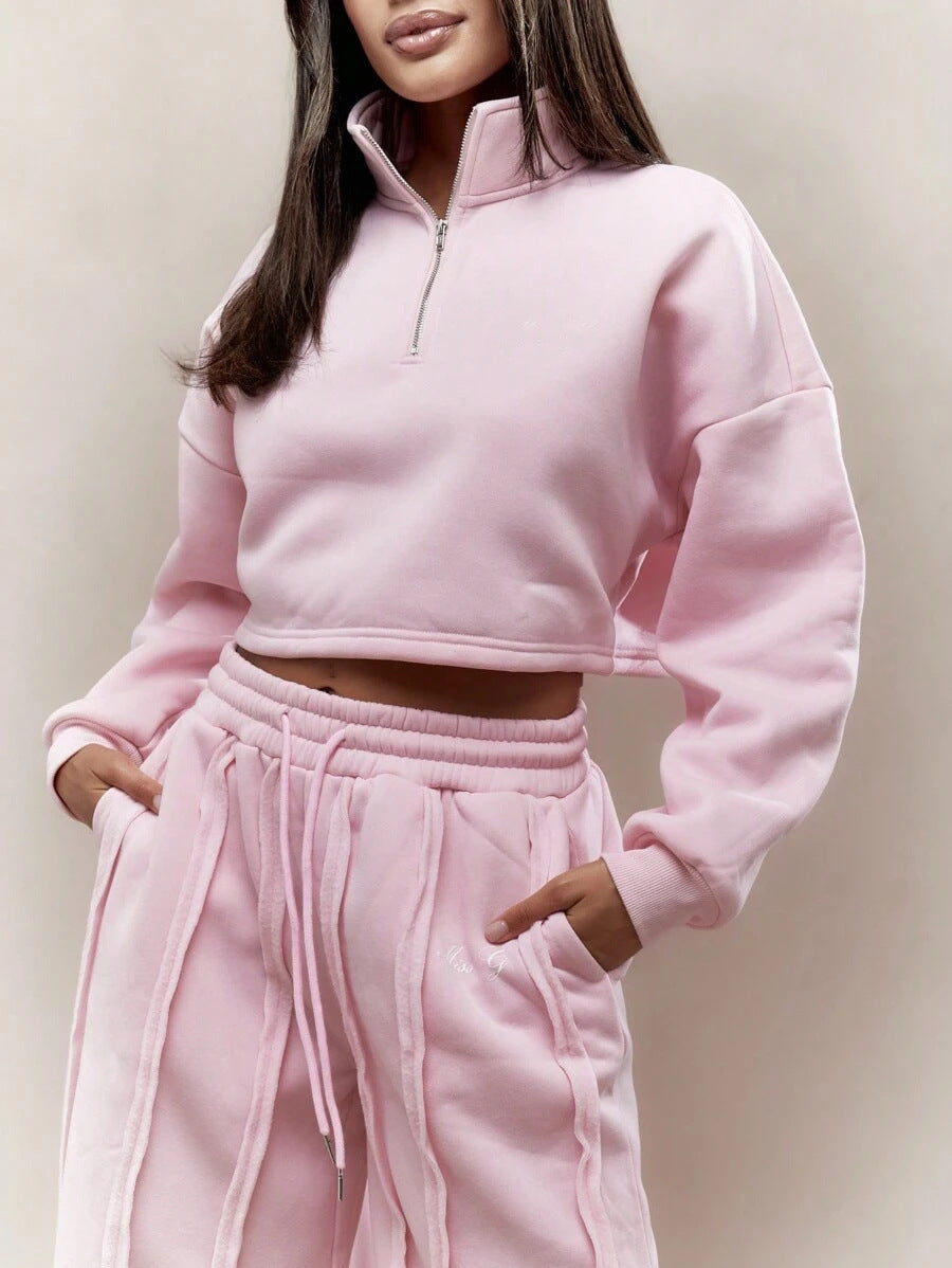 Solid Color Casual Pullover Trousers Suit Be Up For Life