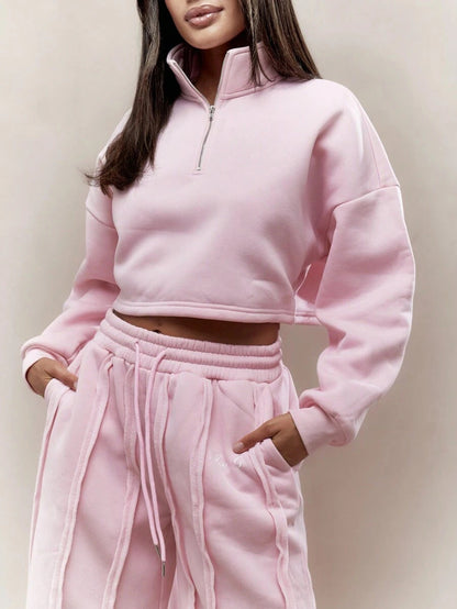 Solid Color Casual Pullover Trousers Suit Be Up For Life