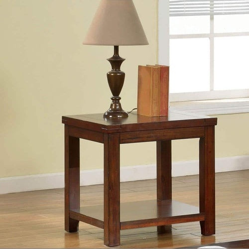 1pc Dark Cherry End Table, Natural Wood Grain Design BEUPFORLIFE.com