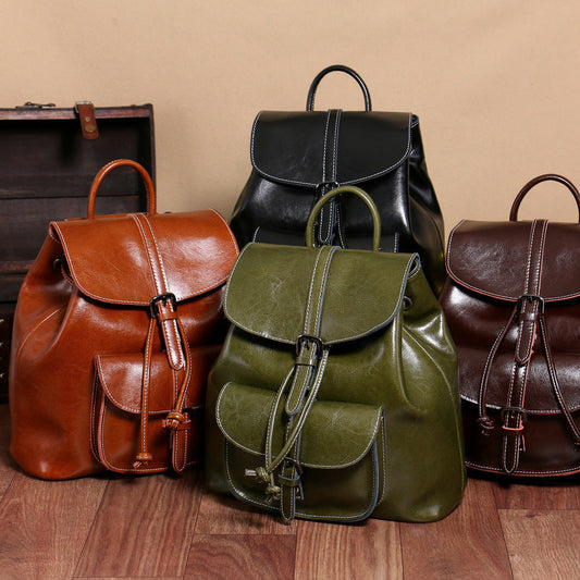 Cowhide Pocket Pull-belt Backpack BEUPFORLIFE.com