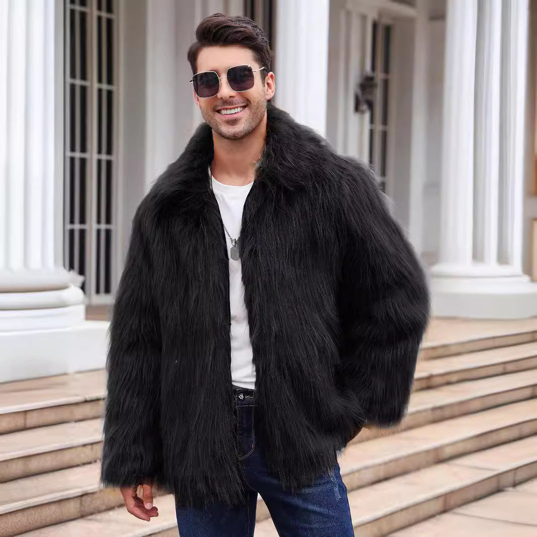 Men's Lapel Warm Faux Fur OverCoat Be Up For Life