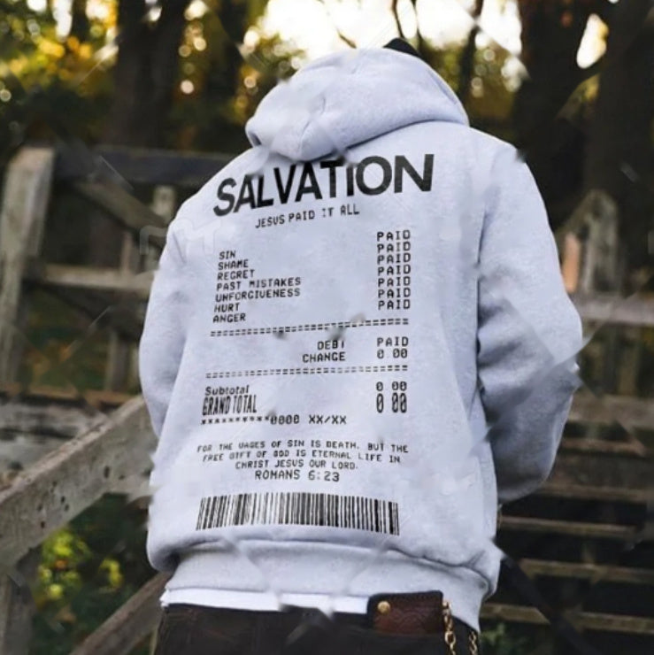SALVATION Receipt Printed Graphic Hoodie BEUPFORLIFE.com
