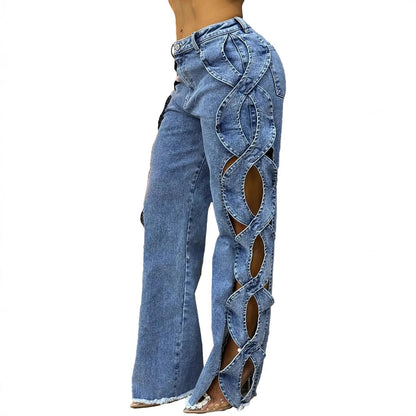 Women's Side Hollow S Line Denim Jeans BEUPFORLIFE.com