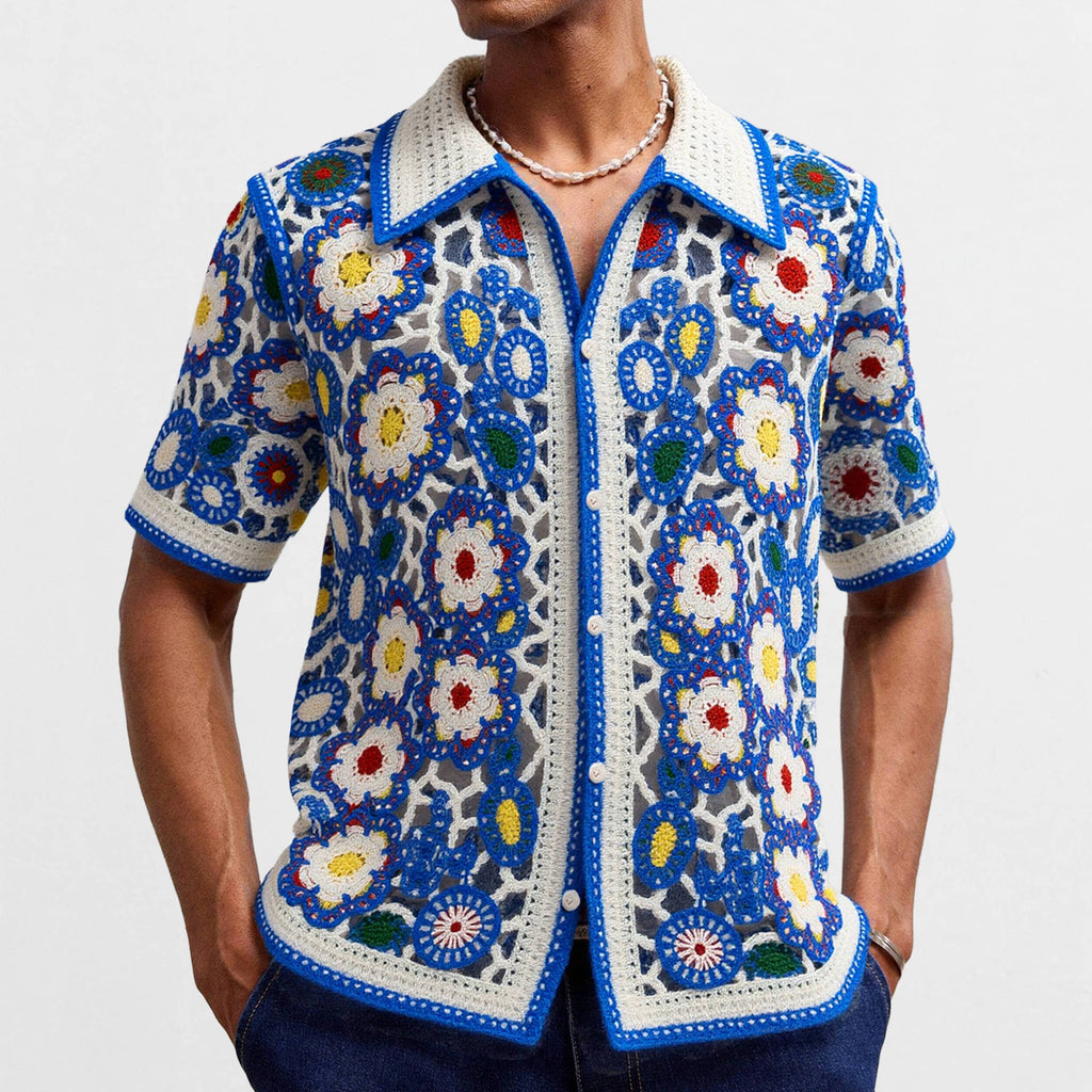 Crochet Knitted Shirt Short Sleeved
