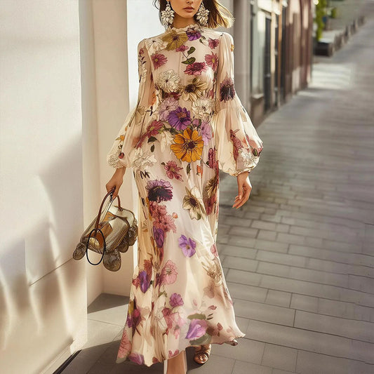 White French Gentle Print Dress BEUPFORLIFE.com