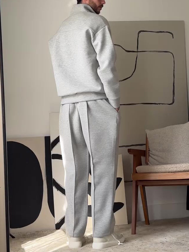 Casual Zip-Up Jacket & Pants Set