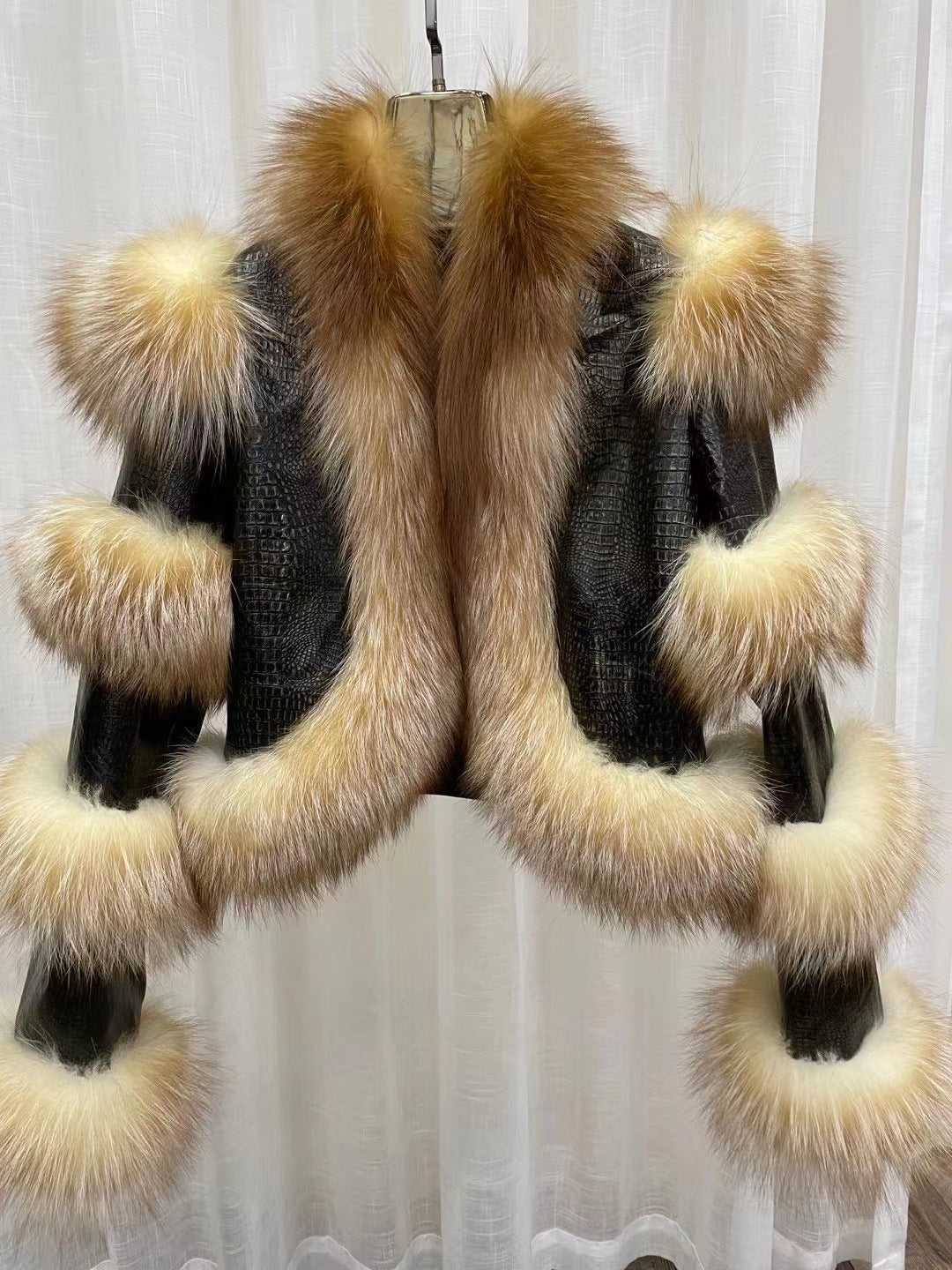 Elegant Bright Leather Fox Fur Coat Be Up For Life