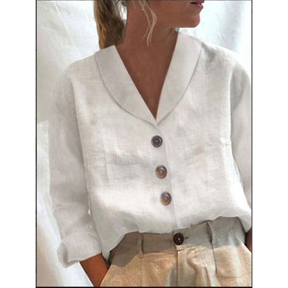 Women's Cotton and Linen Long-sleeved Casual Shirt BEUPFORLIFE.com