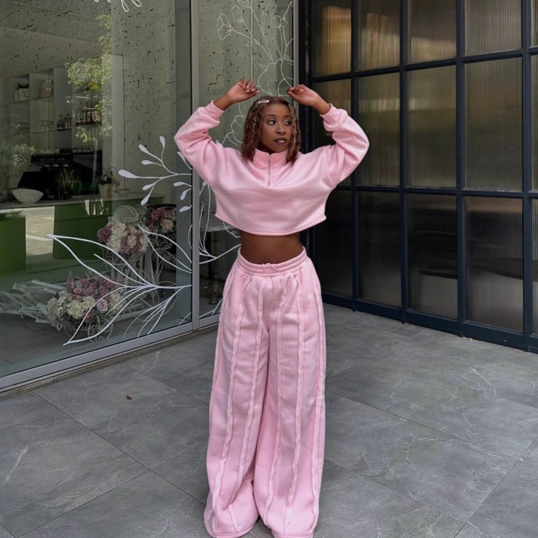 Solid Color Casual Pullover Trousers Suit Be Up For Life