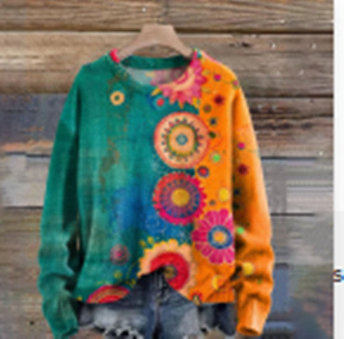 Women's Printed Drop-shoulder Sweater Be Up For Life