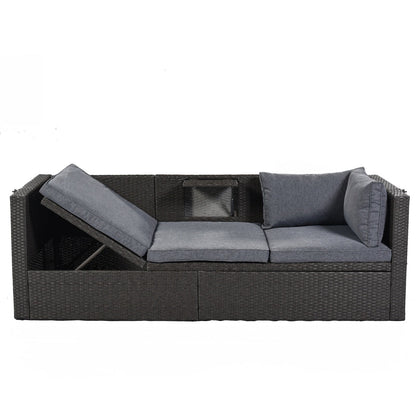 U Style Patio Rectangle Daybed With Canopy, Wicker Sectional Seating Be Up For Life