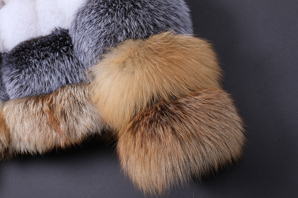 Close-up of a plush toy with multicolored fur on a dark background
