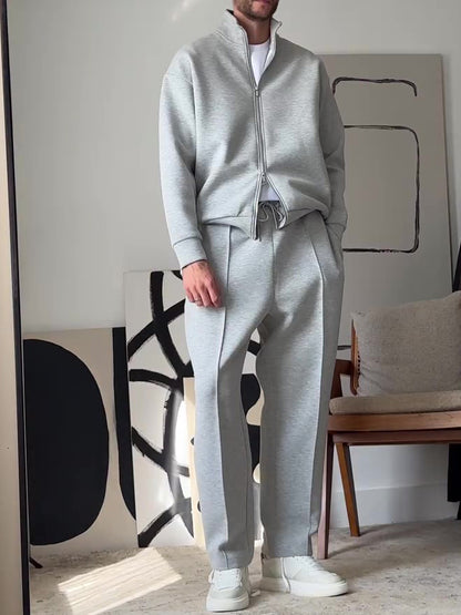 Casual Zip-Up Jacket & Pants Set