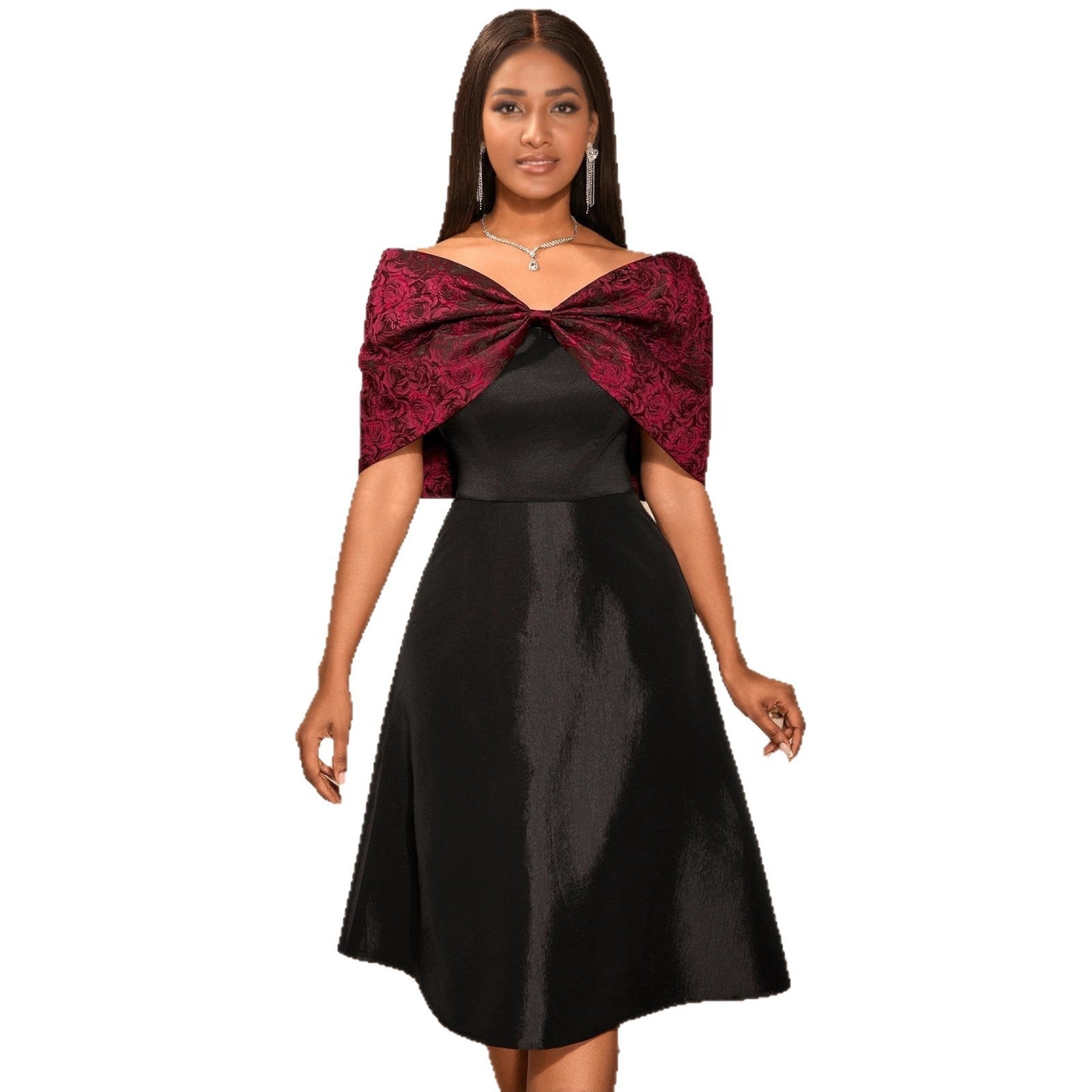Women's Bowknot Off-shoulder Banquet Dress Be Up For Life