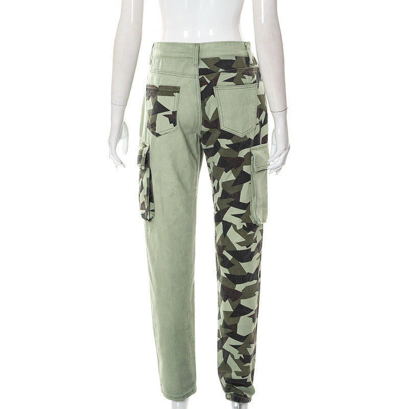 Colorblock Slim Fit Camo Jeans BEUPFORLIFE.com