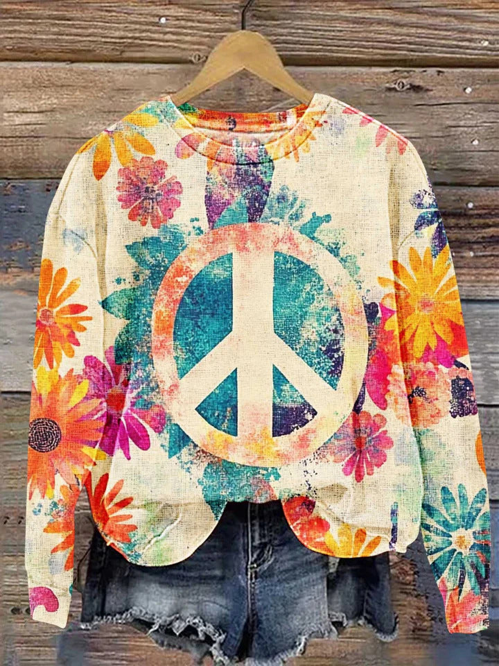 Women's Printed Drop-shoulder Sweater Be Up For Life