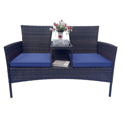 Wicker Patio Conversation Furniture Set, With Removable Cushions & Table BEUPFORLIFE.com