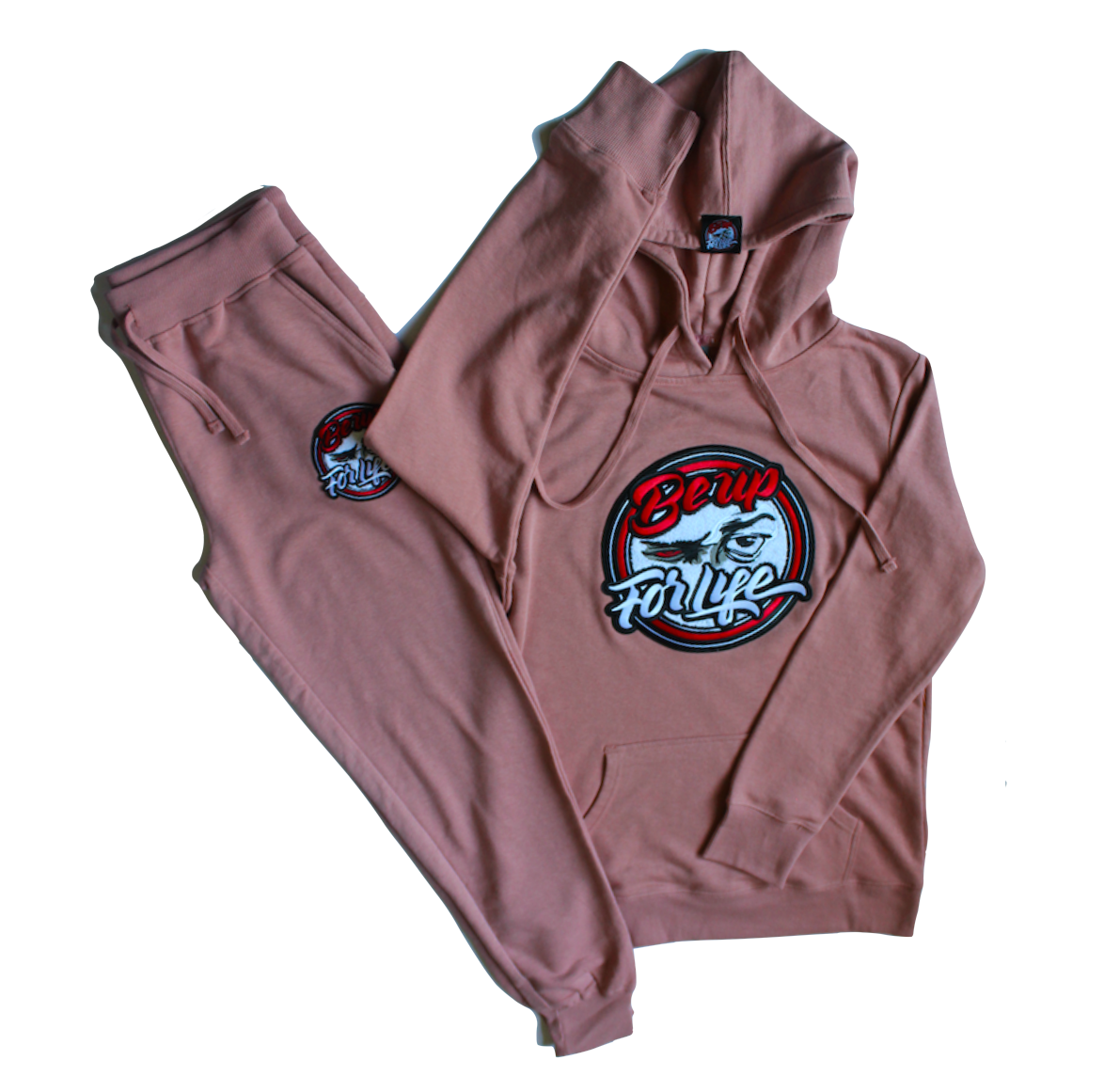 Women's Dusty Rose, French Terry Jogger, Round Be Up Patch (FREE SHIPPING, USA Only) - BEUPFORLIFE.com